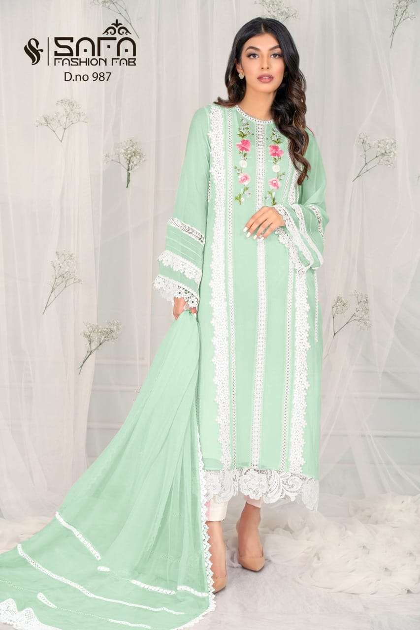 Designer Salwar Suit Pure Georgette Fabric White Color Santoon bottom P-1009 