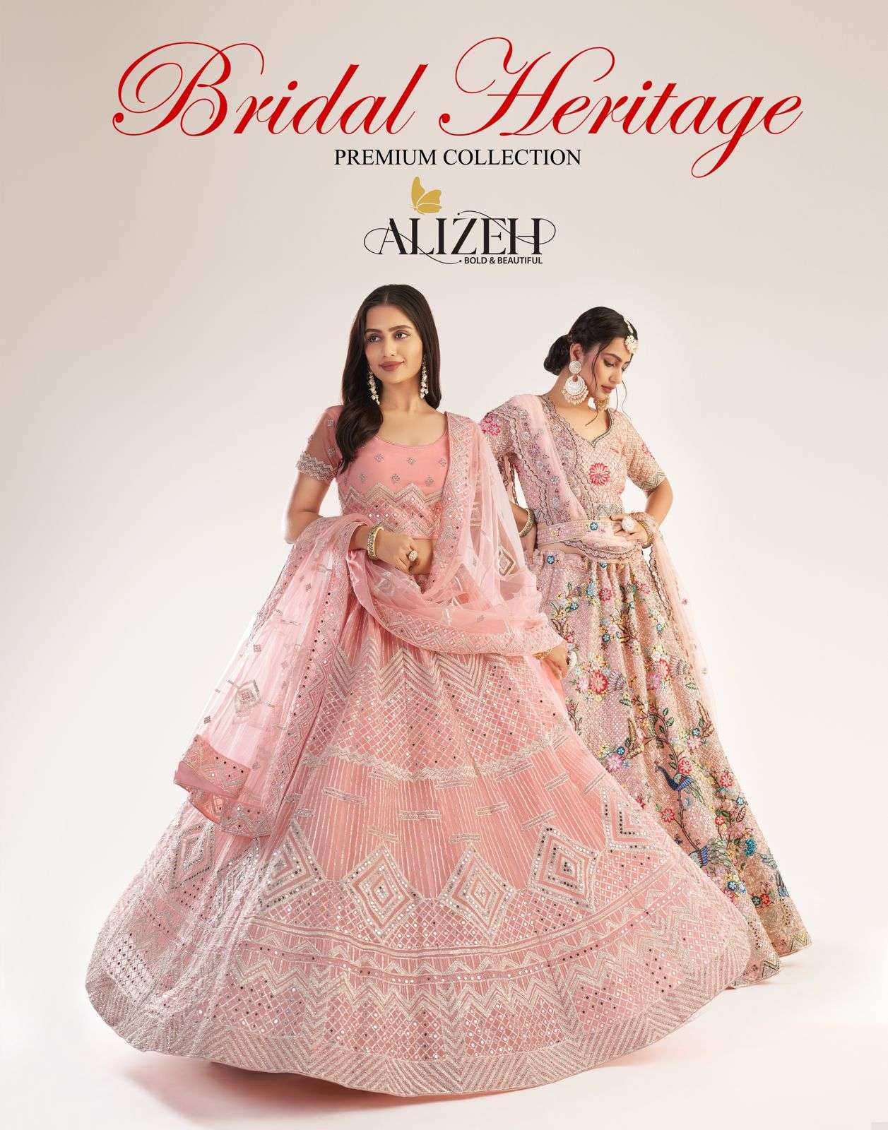BRIDAL HERITAGE PREMIUM COLLECTION BY ALIZEH 1047 TO 1059 SERIES NET LEHENGAS