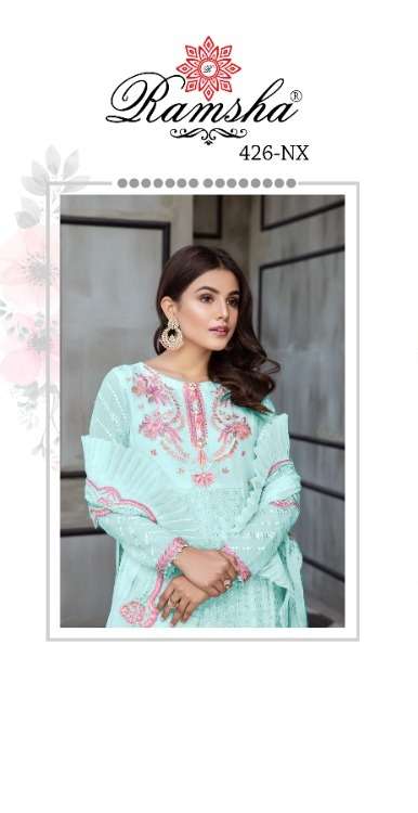 RAMSHA R-426 NX BY RAMSHA 426-A TO 426-E SERIES GEORGETTE EMBROIDERED DRESSES