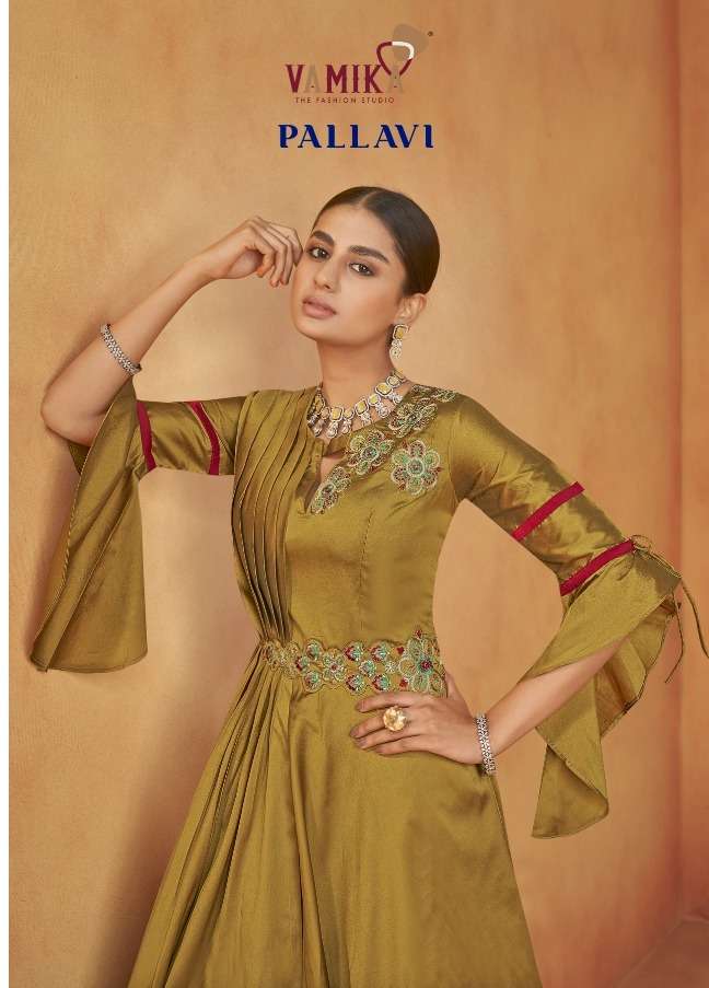 PALLAVI  BY VAMIKA 6001 TO 6008 SERIES SILK EMBROIDERED GOWNS