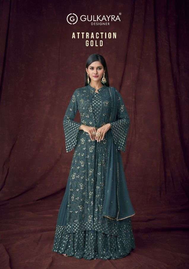 ATTRACTION GOLD BY GULKAYRA 7106-A TO 7106-E SERIES GEORGETTE DRESSES