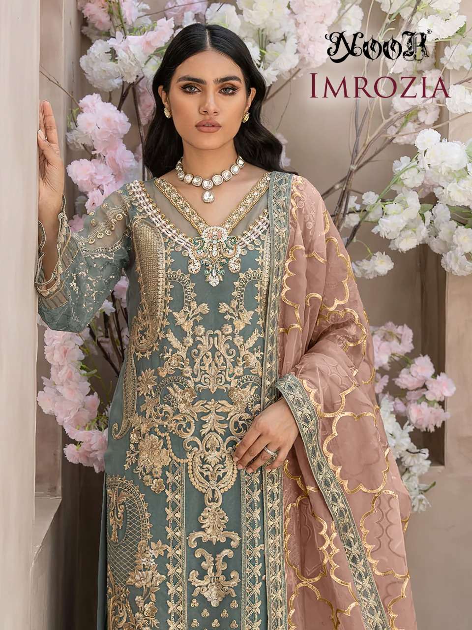 IMROZIA BY NOOR 112302 TO 112304 SERIES DESIGNER PAKISTANI GEORGETTE DRESSES