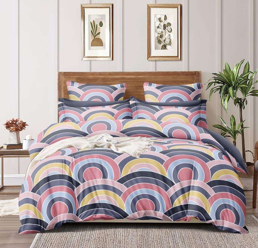 LAVIDA VEGAS BY ASLIWHOLESALE GLACE COTTON DOUBLE BEDSHEETS WITH COMFORTER & PILLOWS
