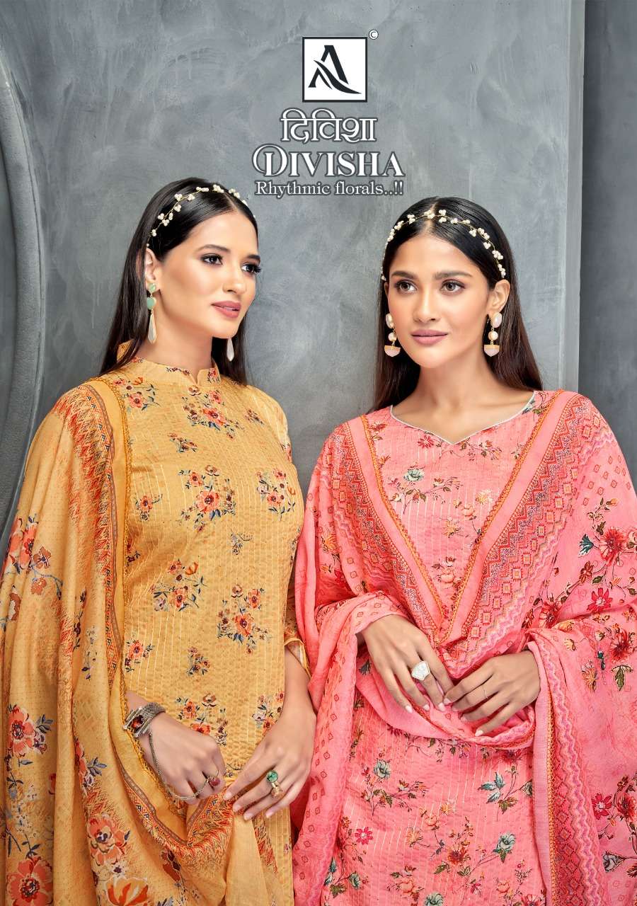 DIVISHAA BY ALOK SUITS S962-001 TO S962-008 SERIES CAMBRIC COTTON EMBROIDERY DRESSES