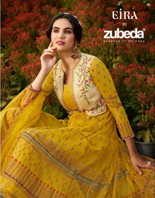 EIRA BY ZUBEDA 601 TO 604 SERIES HEAVY NET EMBROIDERED ANARKALI DRESSES