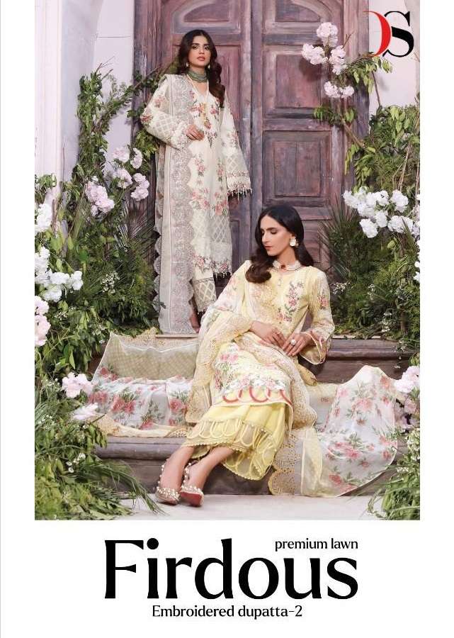 FIRDOUS PREMIUM LAWN EMBROIDERED DUPATTA-2 BY DEEPSY SUITS 1651 TO 1658 SERIES COTTON PAKISTANI DRESSES