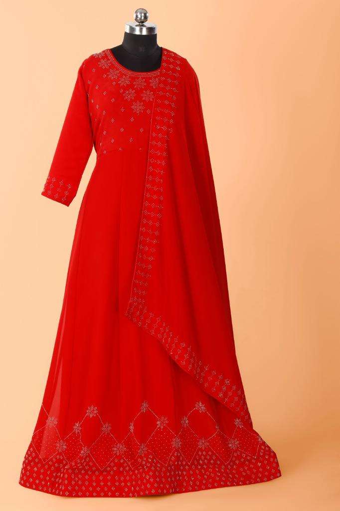 PREMIUM GOWN 5010 COLOURS BY DESIGNER LANES FAUX GEORGETTE EMBROIDERED GOWNS