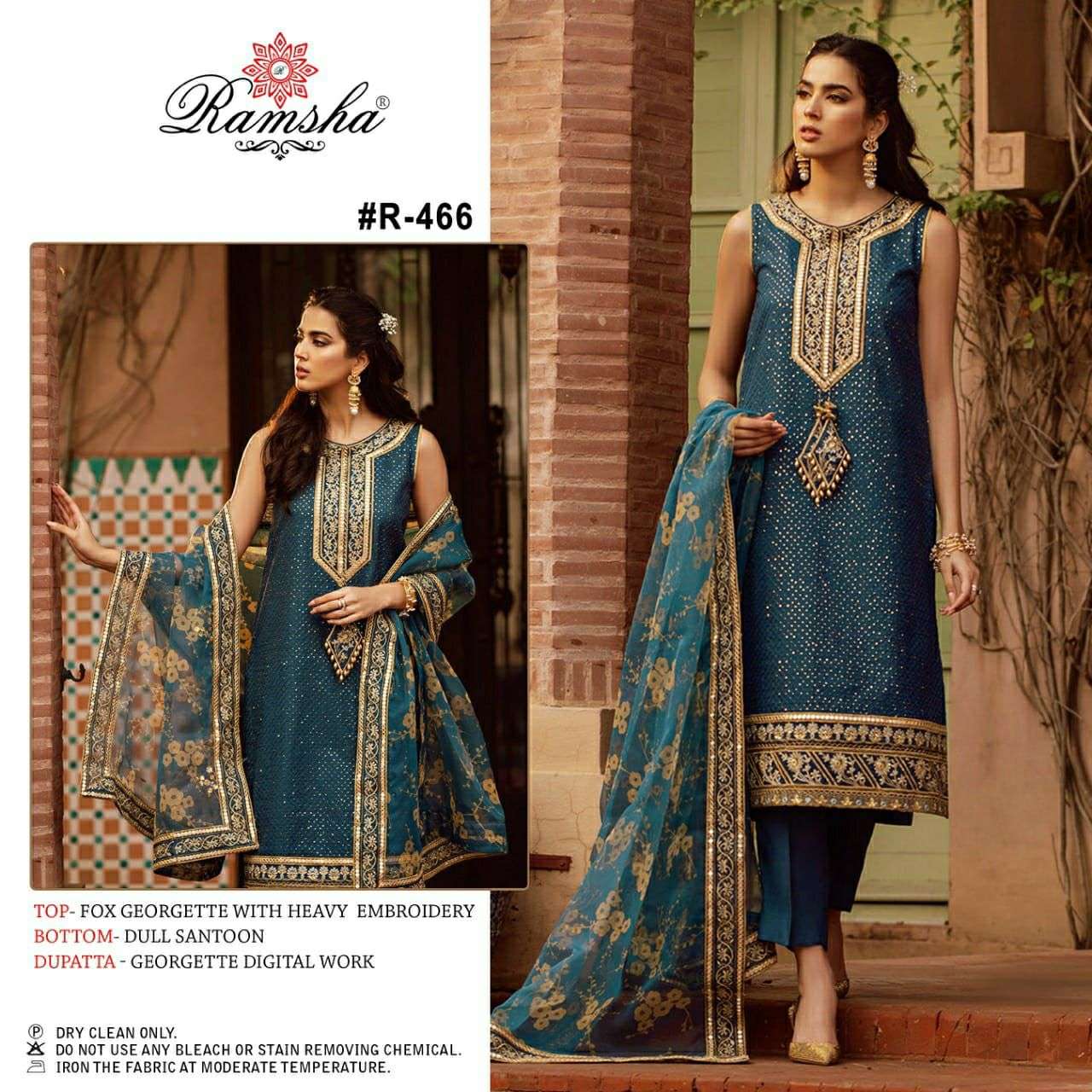 R 466 HITS BY ASLIWHOLESALE DESIGNER EMBROIDERED PAKISTAN DRESS