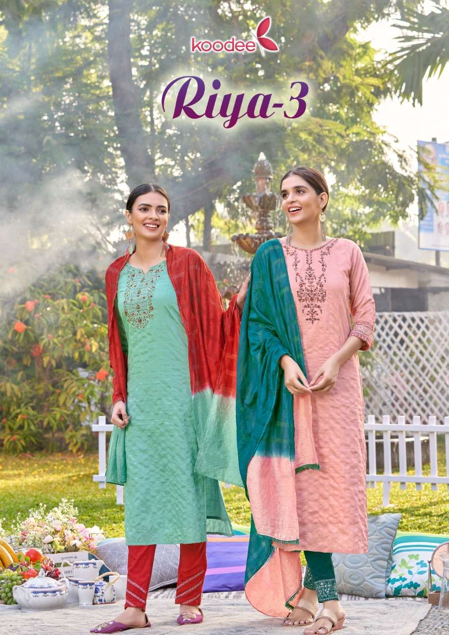 RIYA VOL-3 BY KODEE 1001 TO 1006 SERIES VISCOSE EMBROIDERY STITCHED DRRESSES