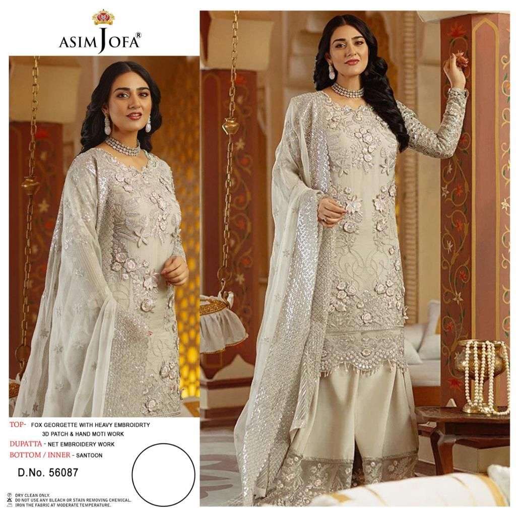 ASIM JOFA 56087 HIT DESIGN BY ASIM JOFA GEORGETTE EMBROIDERED DRESS