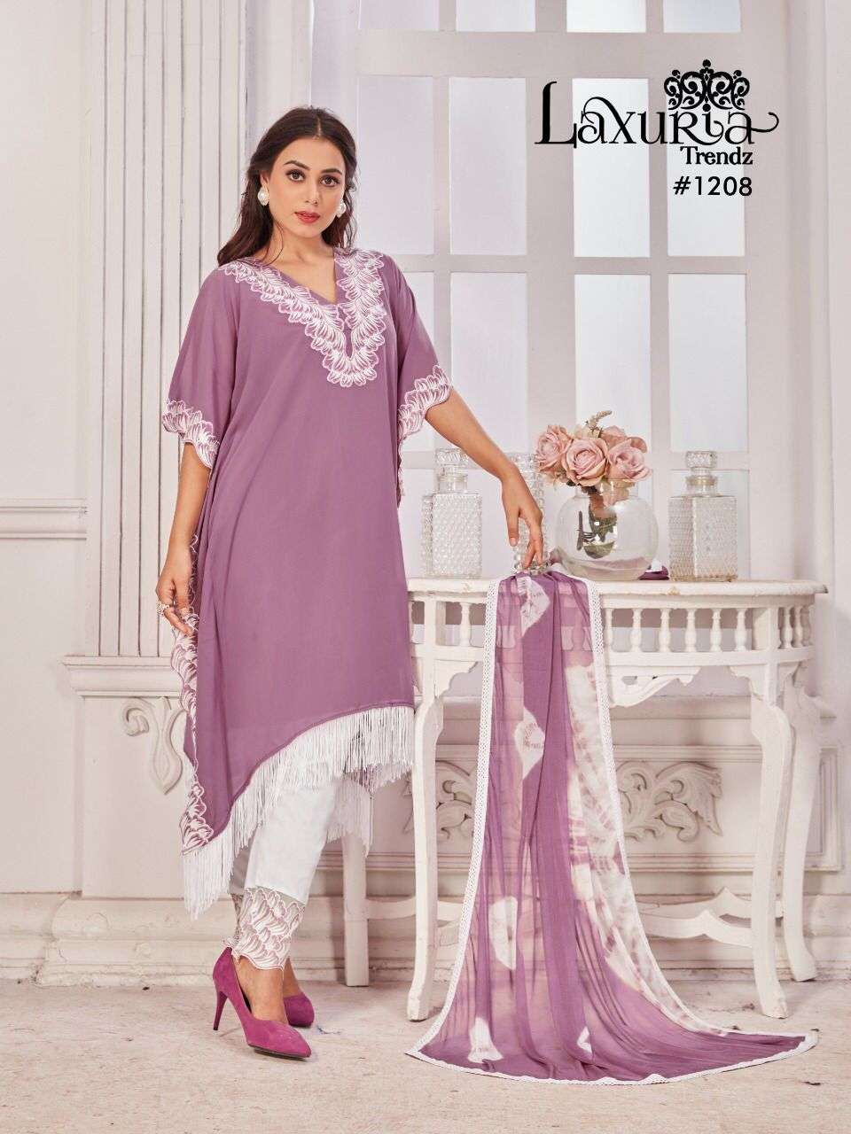 LAXURIA 1208 HIT DESIGN BY LAXURIA TRENDZ FAUX GEORGETTE EMBROIDERY STITCHED DRESS