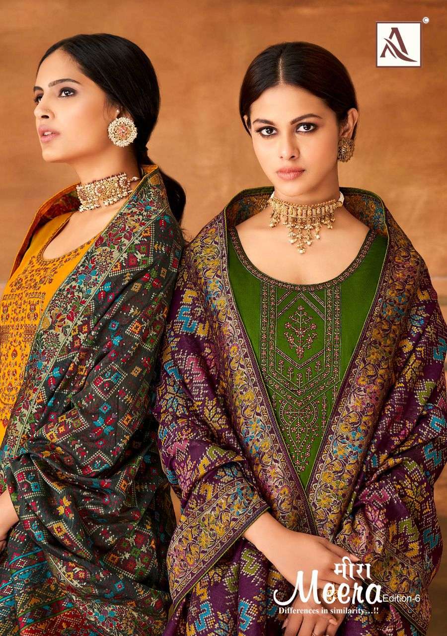 MEERA VOL-6 BY ALOK SUIT 1040-001 TO 1040- 006 SERIES JAAM COTTON EMBROIDERY DRESSES