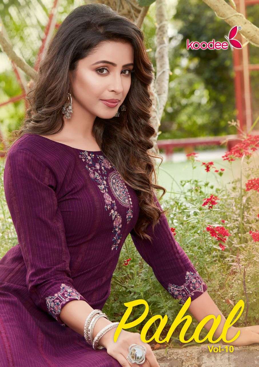 PAHAL VOL-10 BY KOODEE 1001 TO 1005 SERIES VISCOSE EMBROIDERY DRESSES