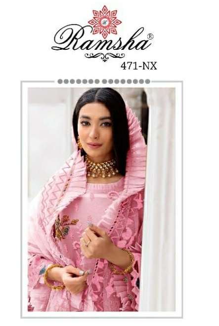 R-471 NX BY RAMSHA 471-A TO 471-D SERIES FAUX GEORGETTE EMBROIDERY DRESSES