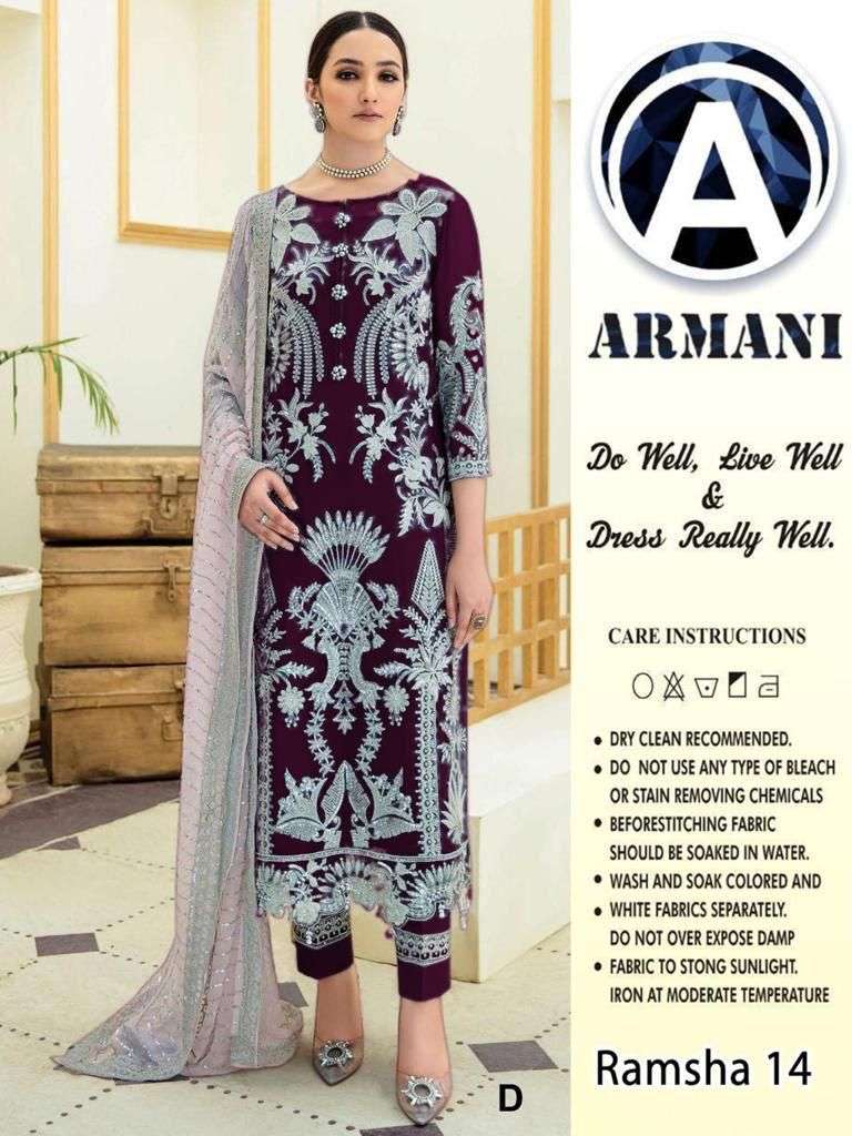 RAMSHA 14 COLOURS BY ARMANI BUTTER FLY NET EMBROIDERY DRESSES