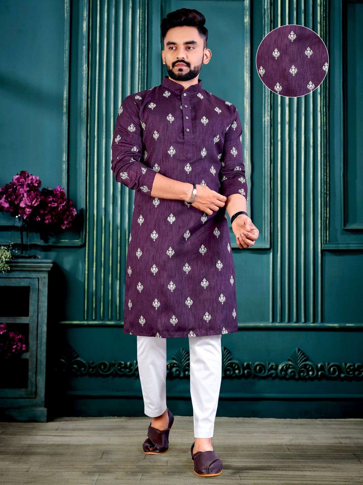 REGAL STYLE VOL-5 BY ASLIWHOLESALE HEAVY COTTON SLUB MENS KURTA PAJAMA