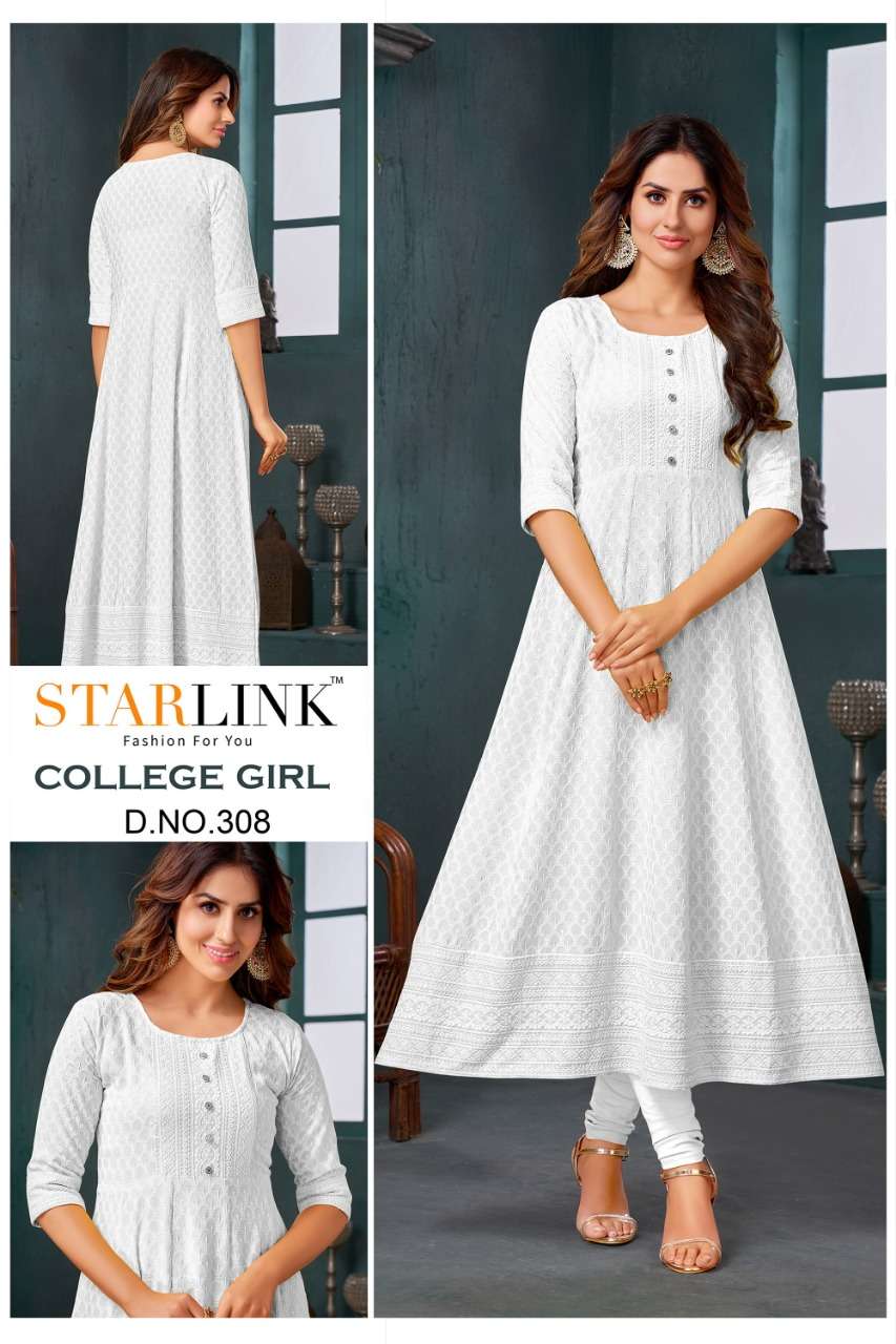 COLLEGE GIRL BY STARLINK RAYON SCHIFFLI WORK GOWNS