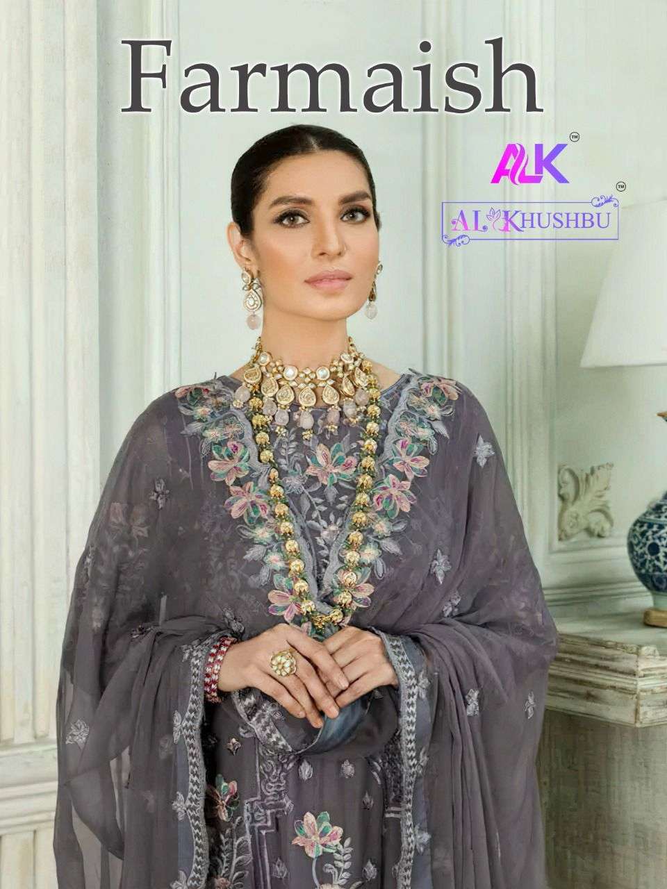 FARMAISH BY AL KHUSHBU 3001 TO 3003 SERIES GEORGETTE HEAVY EMBROIDERY DRESSES