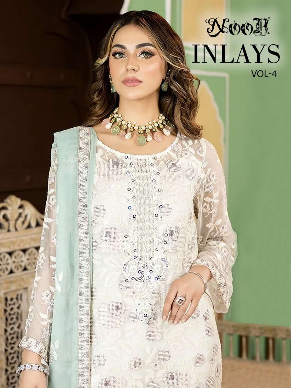 INLAYS VOL-4 BY NOOR 20025 TO 20027 SERIES GEORGETTE EMBROIDERY PAKISTANI DRESSES