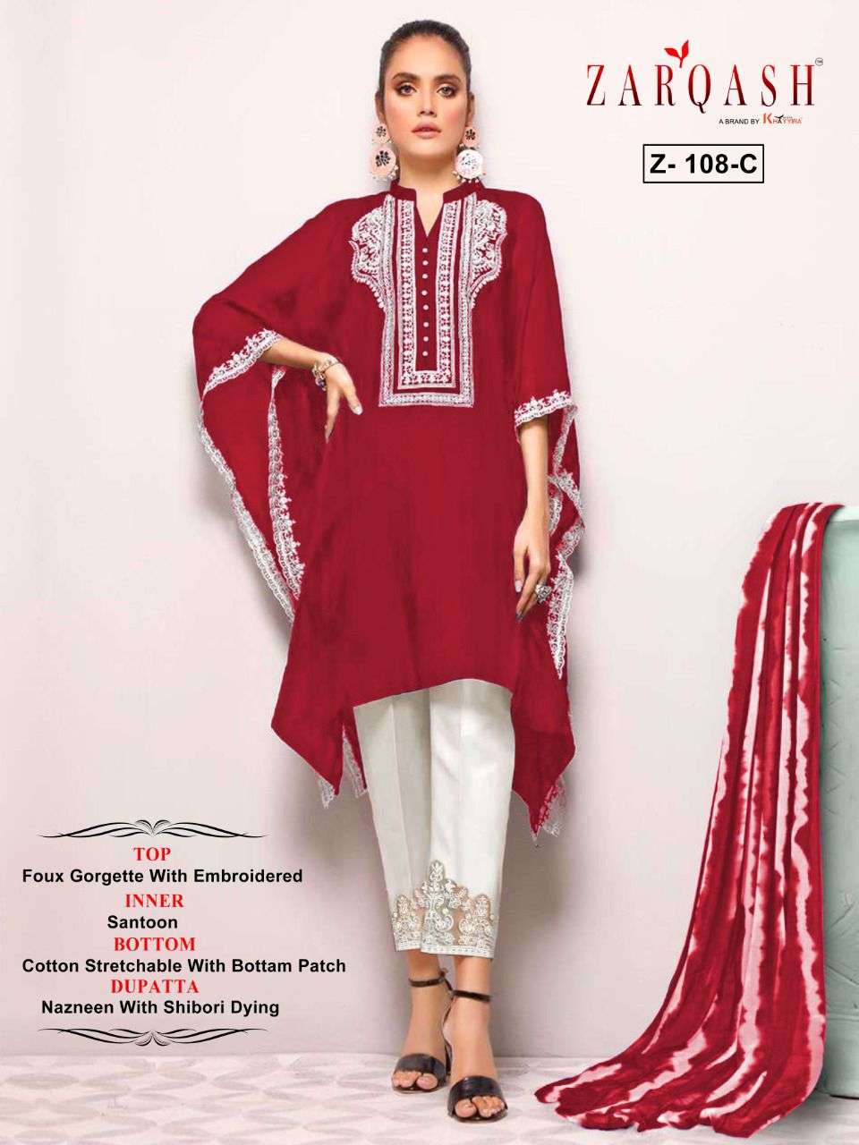 KAFTAN 108 COLOURS BY ZARQASH 108-A TO 108-H SERIES HEAVY FAUX GEORGETTE EMBROIDERY KAFTANS