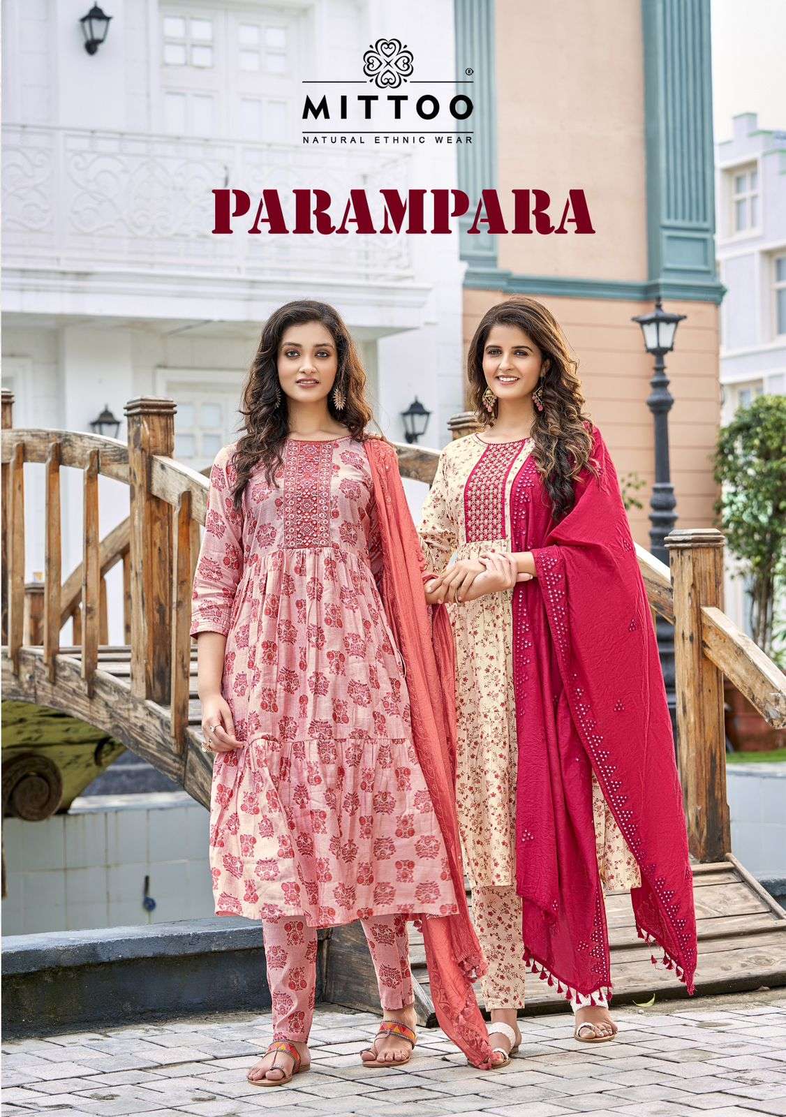 PARAMPARA BY MITTOO 3001 TO 3004 SERIES CHANDERI VISCOSE STITCHED DRESSES