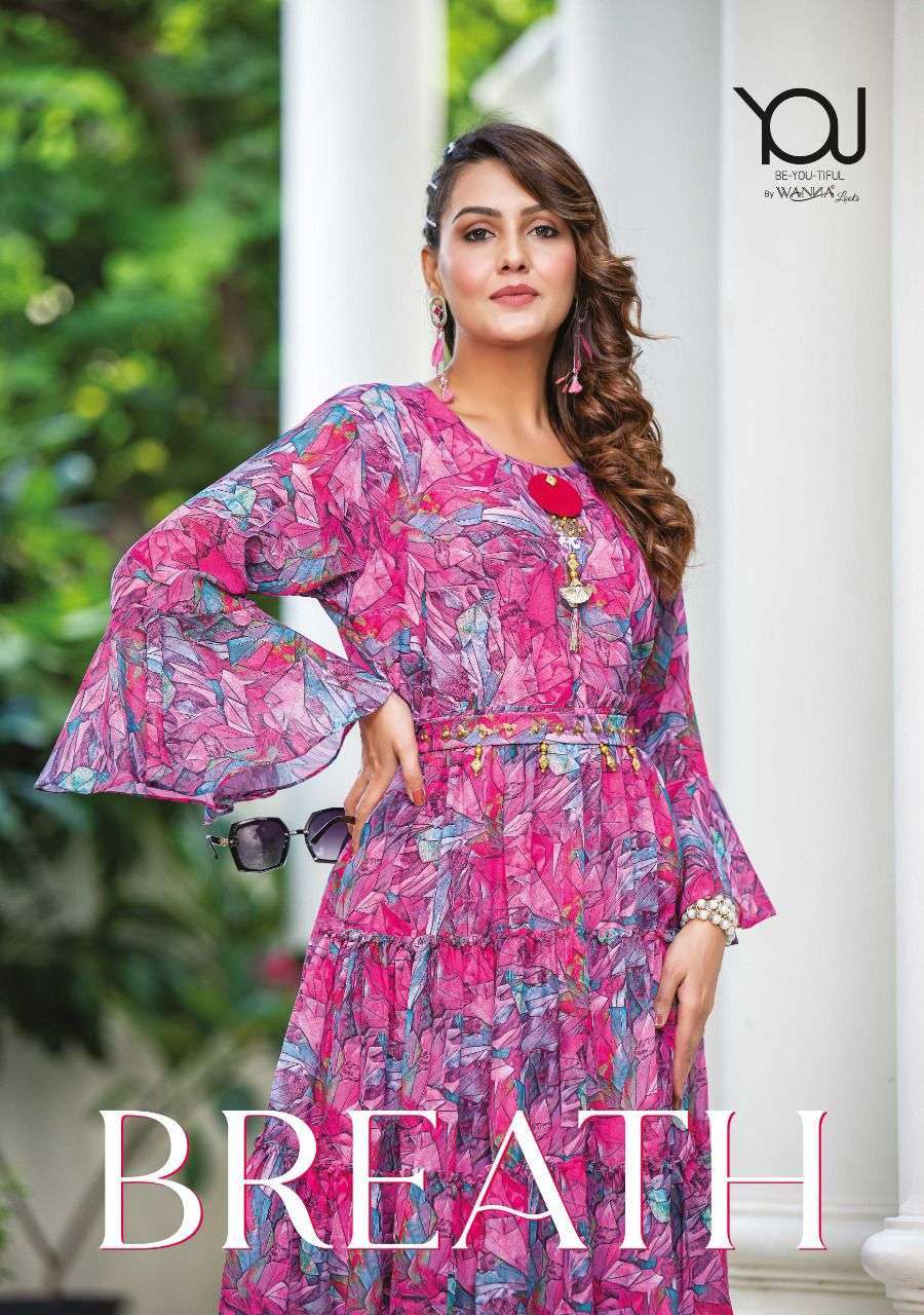 BREATH BY YOU 101 TO 106 SERIES GEORGETTE PRINT EMBRODERY WORK KURTIS