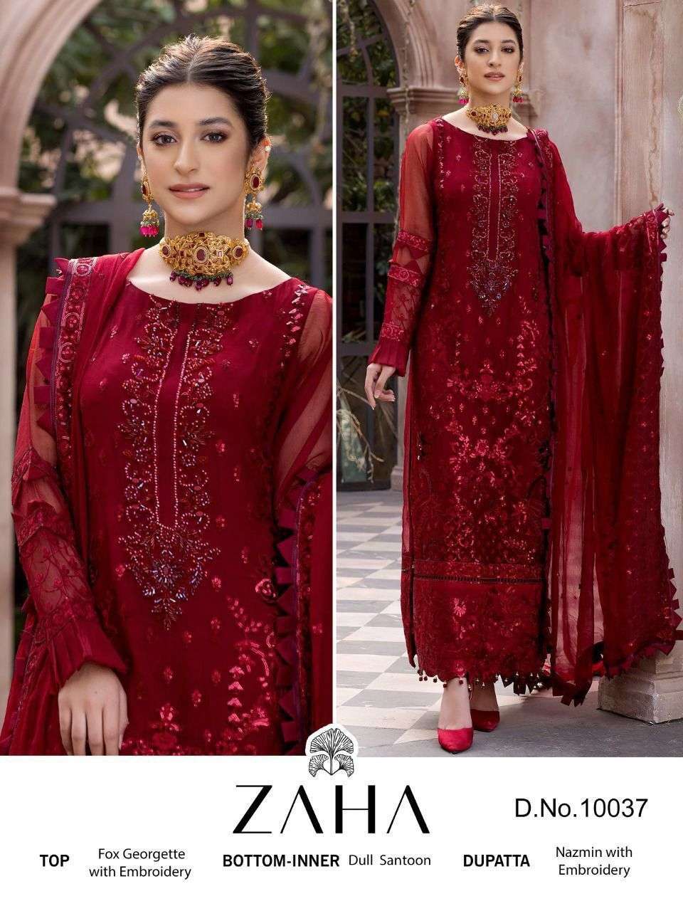INAYA VOL-2 BY ZAHA 10037 TO 10037-D SERIES GEORGETTE EMBROIDERY DRESSES