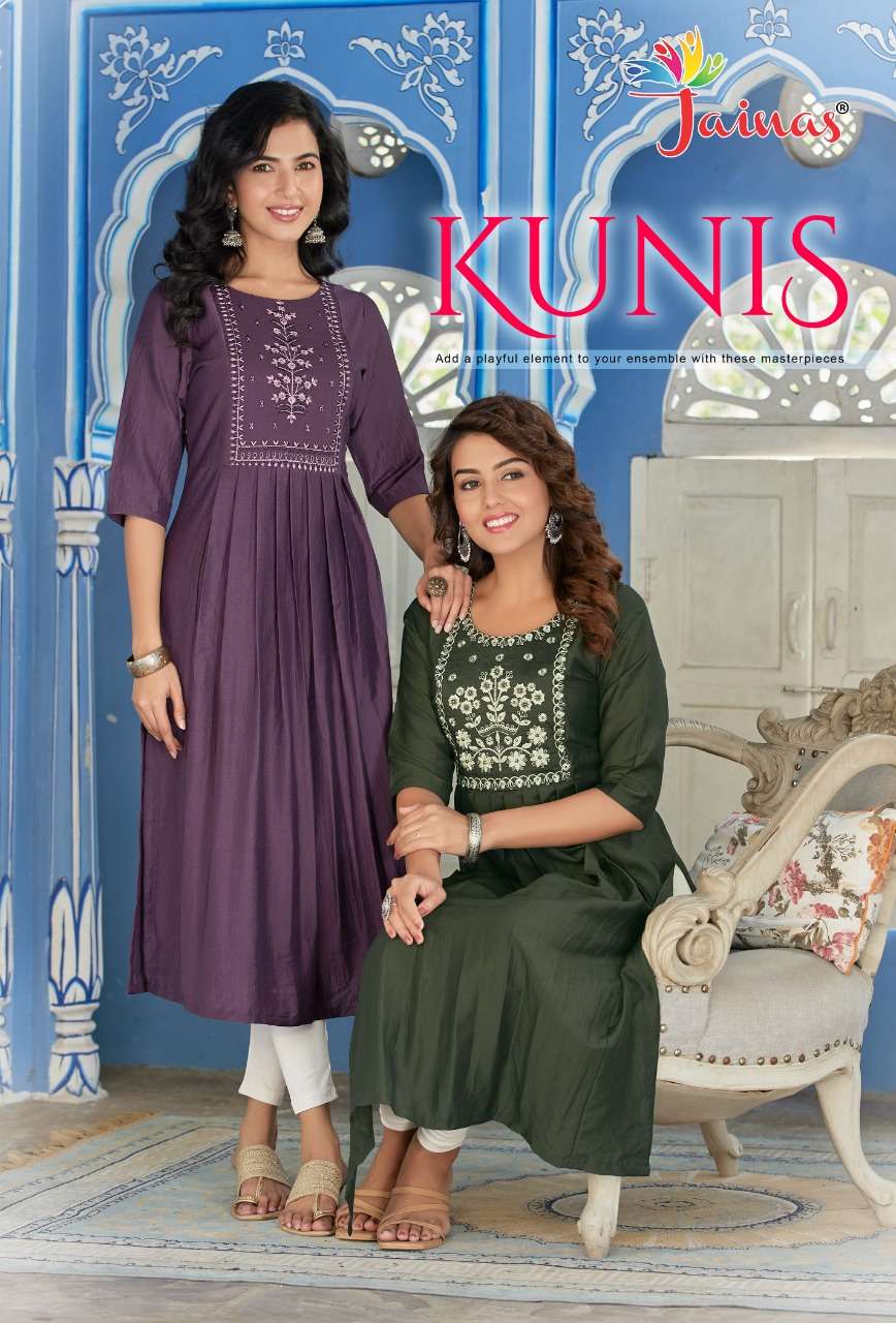 KUNIS BY JAINAS 101 TO 108 SERIES CHINON WORK KURTIS