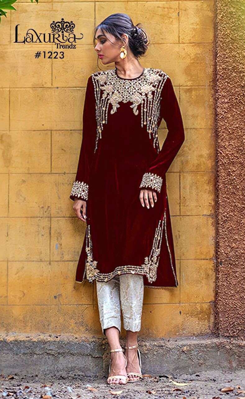 LAXURIA 1223 HITS BY LAXURIA TRENDZ VELVET EMBROIDERY STITCHED DRESSES