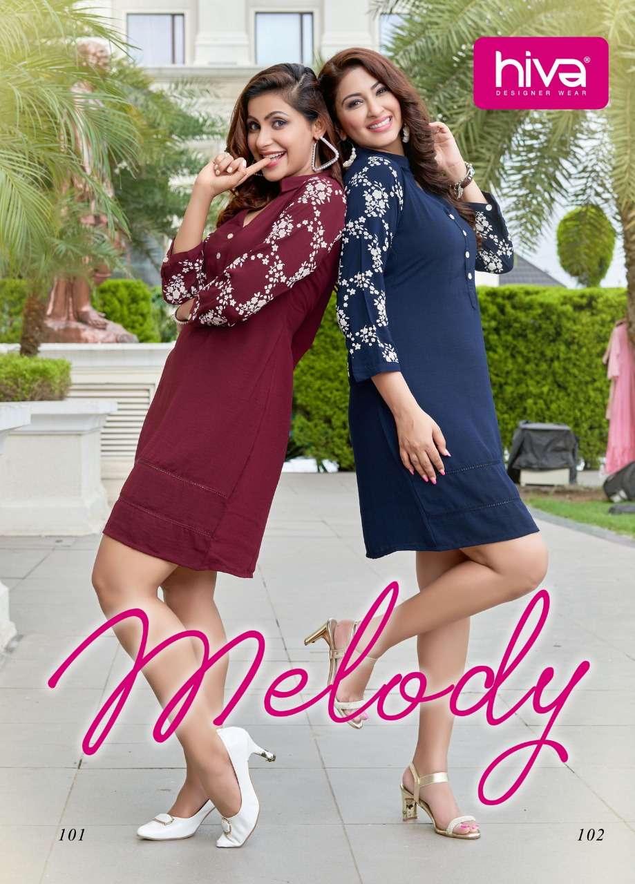 MELODY BY HIVA 101 TO 106 SERIES DESIGNER IMPORTED FABRIC KURTIS