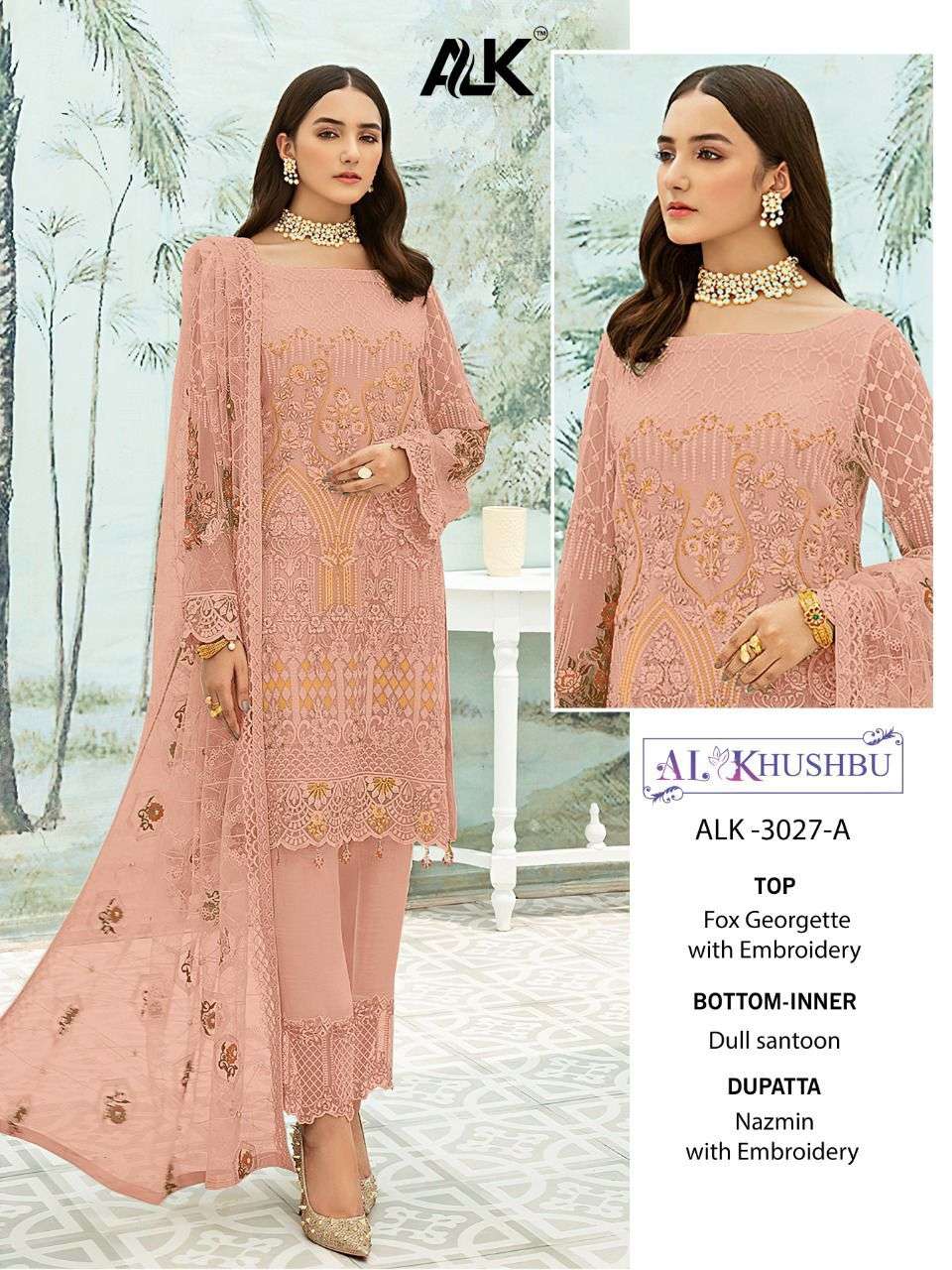 MUMAL VOL-2 BY AL KHUSHBU 3027-A TO 3027-D SERIES FAUX GEORGETTE EMBROIDERY DRESSES