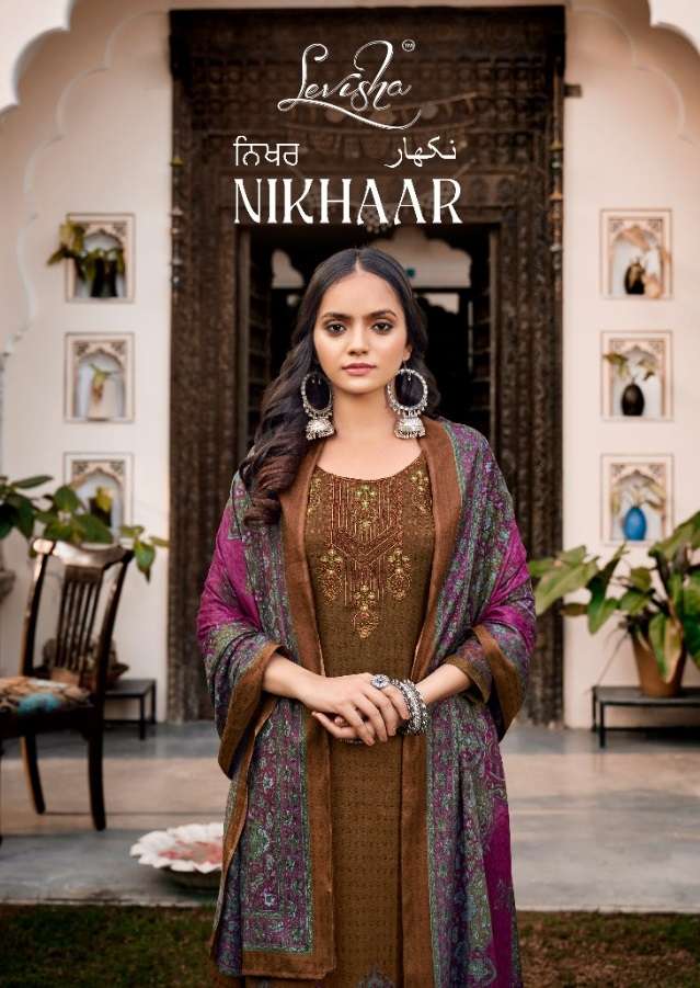 NIKHAAR BY LEVISHA 13 TO 19 SERIES PASHMINA EMBROIDERY DRESSES
