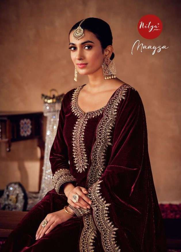 NITYA MAAYSA BY LT FABRICS 3100-A TO 3100-F SERIES VELVET EMBROIDERY DRESSES