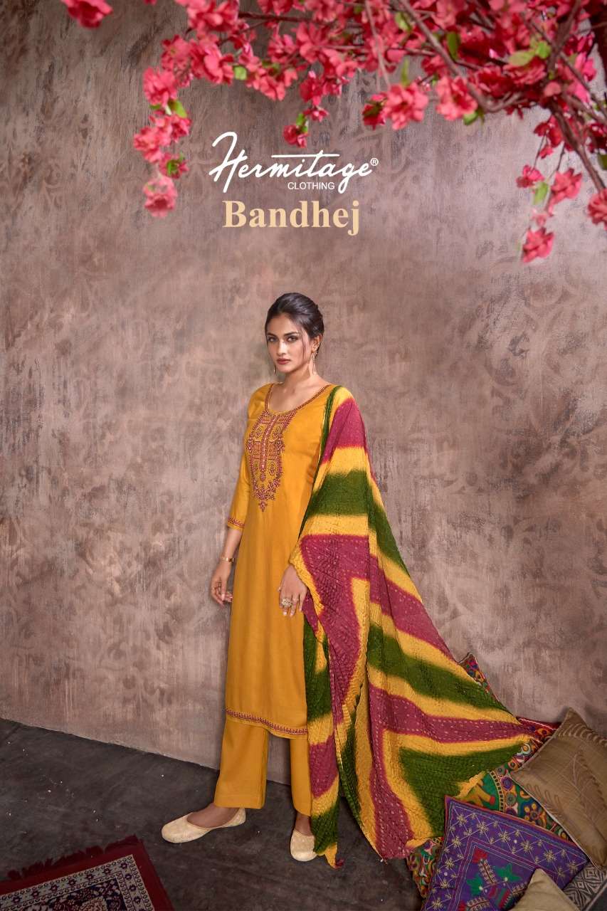 BANDHEJ BY HERMITAGE CLOTHING DESIGNER VISCOSE EMBROIDERY DRESSES