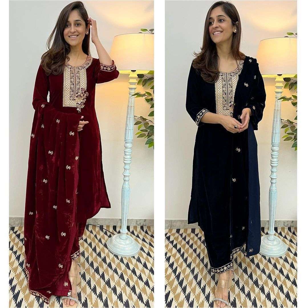 WINTER READYMADE VOL-1 BY ASLIWHOLESALE VELVET STITCHED DRESSES