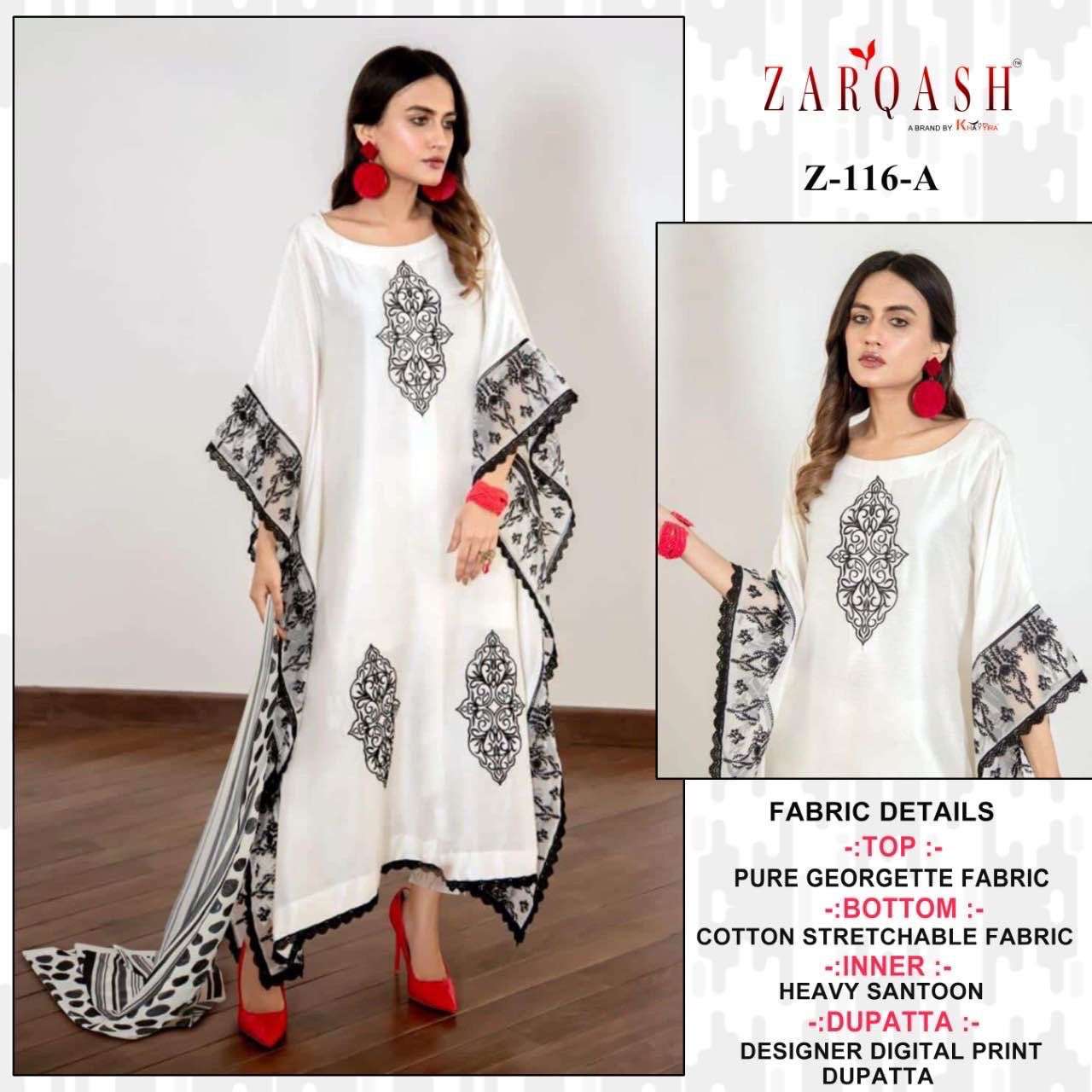Z-116 COLOURS BY ZARQASH 116-A TO 116-B SERIES GEORGETTE STITCHED DRESSES