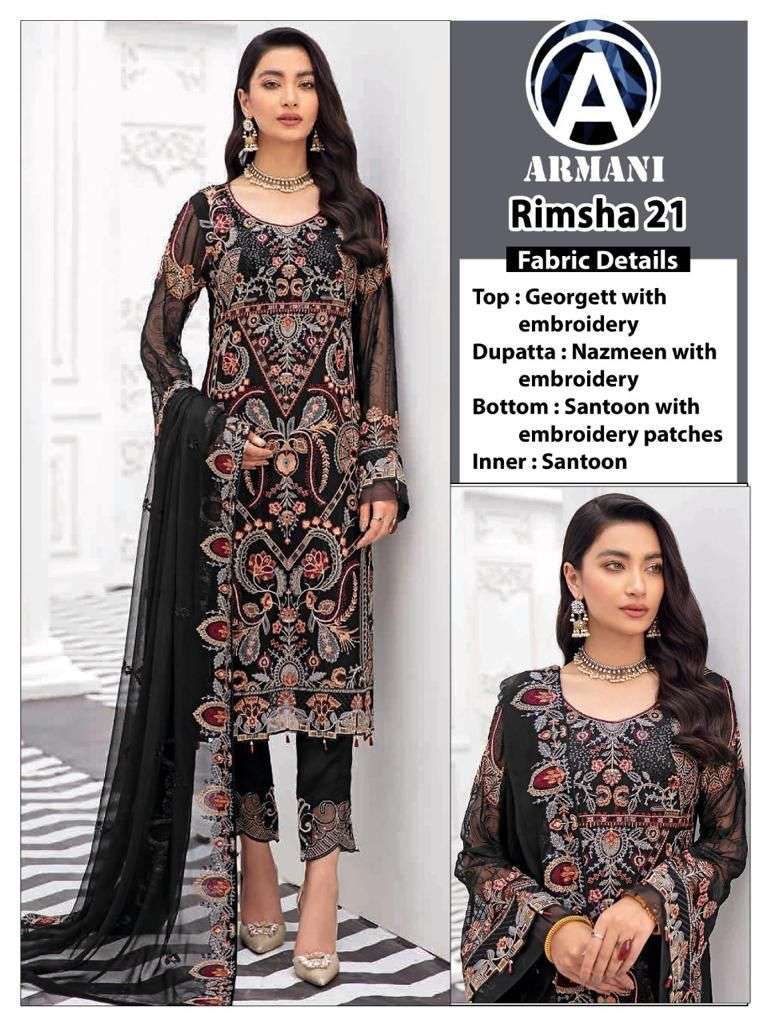 RIMSHA 21 HIT DESIGN BY ARMANI GEORGETTE EMBROIDERY PAKISTANI DRESS