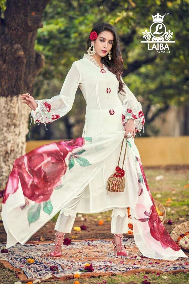 AM VOL-73 BY LAIBA PURE GEORGETTE EMBROIDERY STITCHED DRESSES