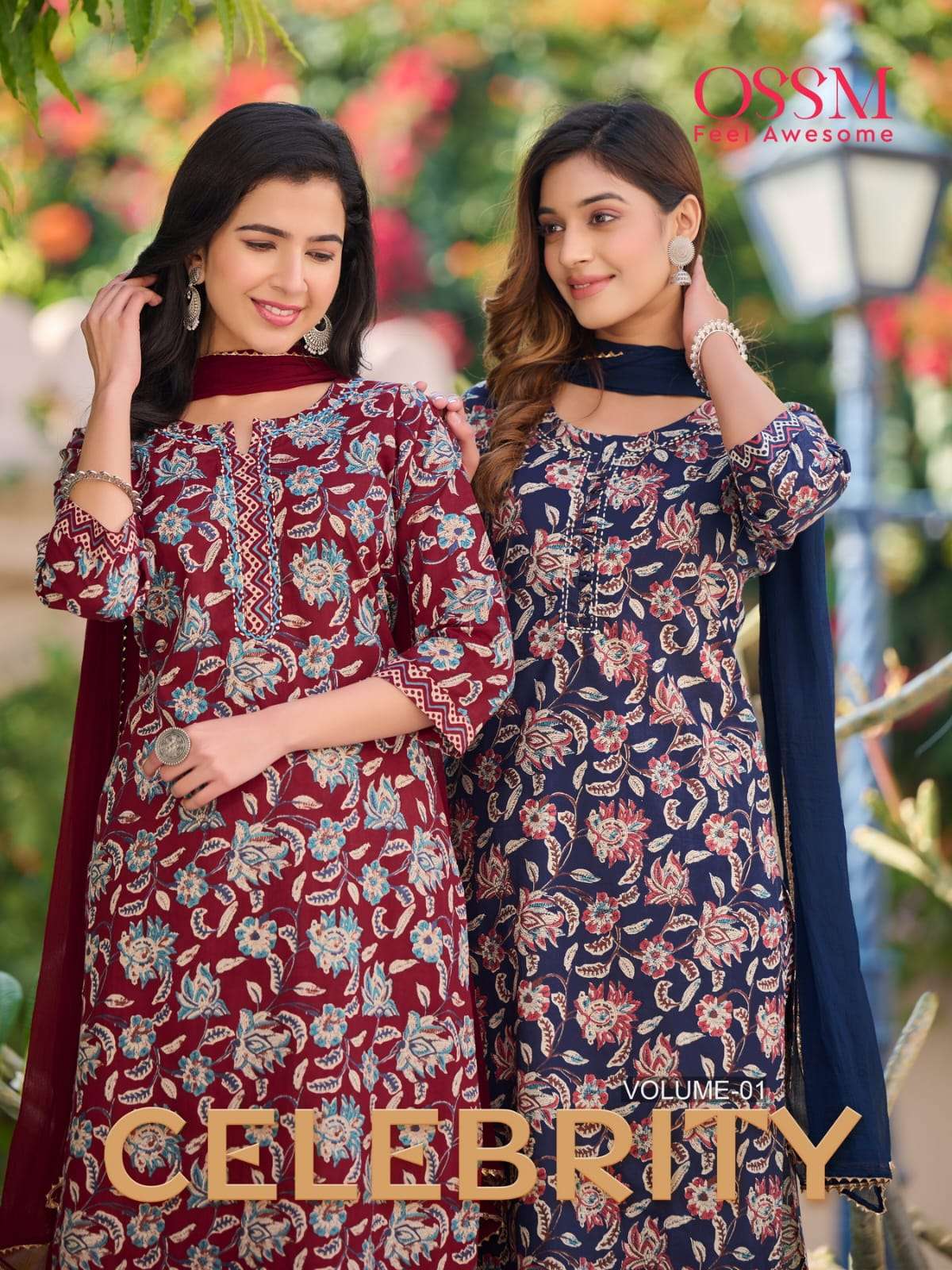 CELEBRITY VOL-1 BY OSSM COTTON PRINT EMBROIDERED STITCHED DRESSES