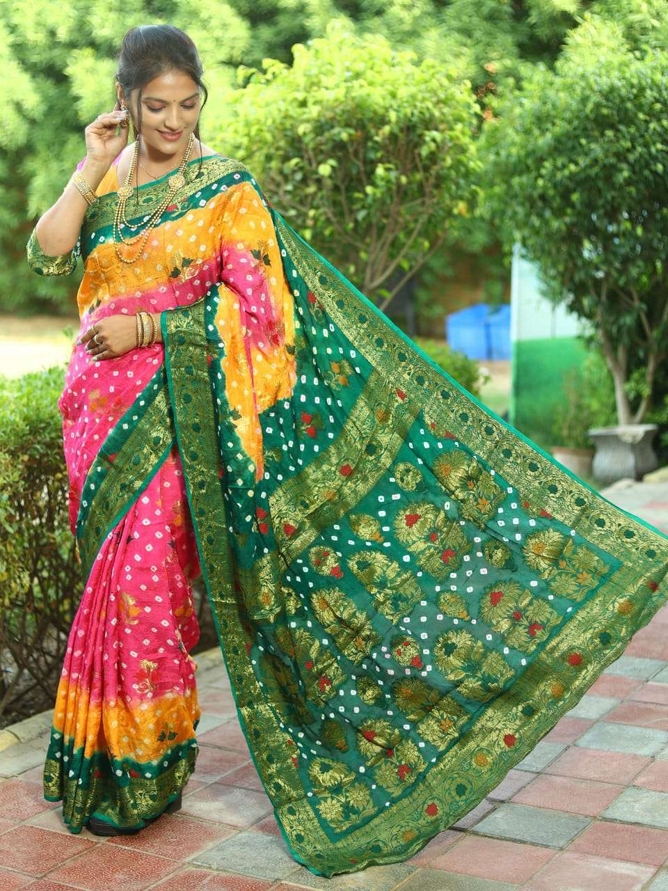 PARNEETA BY ASLIWHOLESALE DESIGNER BANDHANI PRINT SILK SAREES