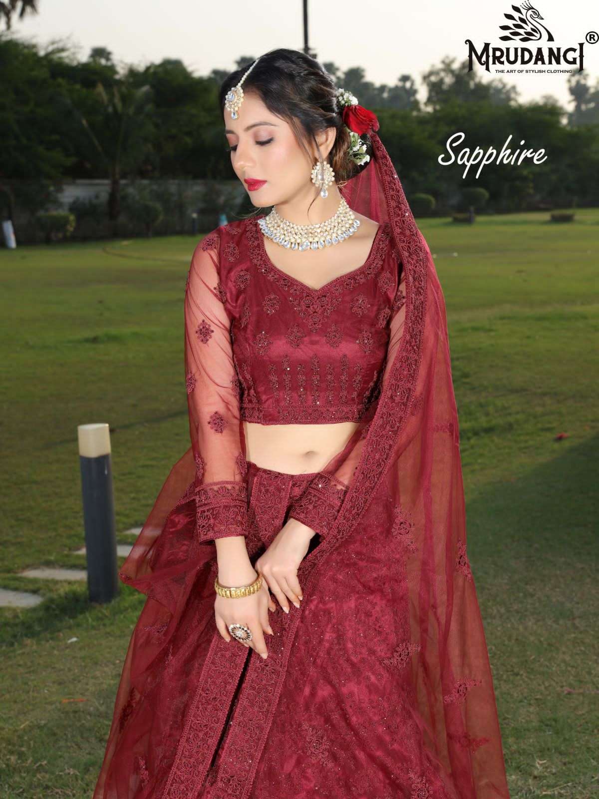 SAPPHIRE BY MRUDANGI 1040 TO 1042 SERIES BUTTERFLY NET BRIDAL LEHENGAS