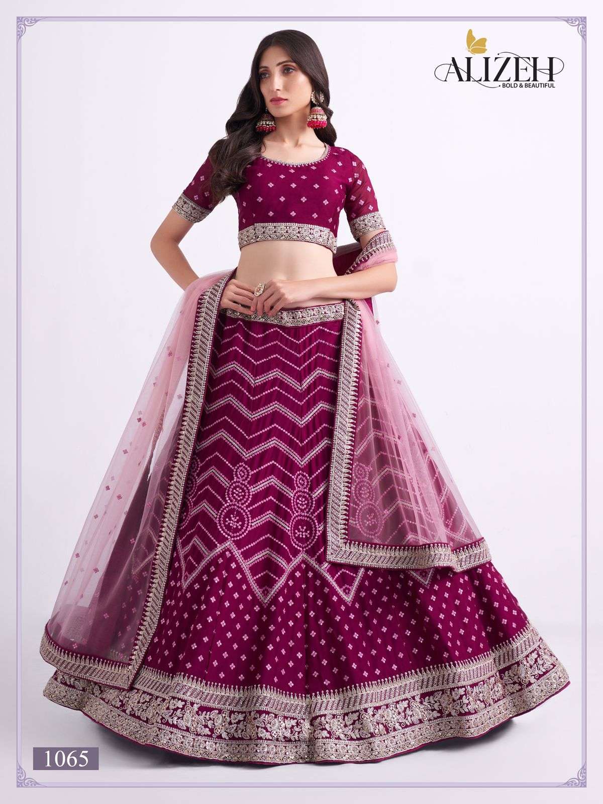 BRIDAL HERITAGE 1065 HIT DESIGN BY ALIZEH NET WITH SILK LEHENGAS