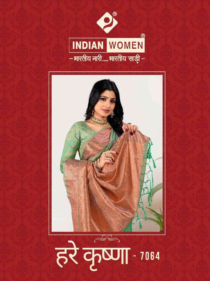 HARE KRISHNA 7064 BY INDIAN WOMEN 7064-A TO 7064-F SERIES SILK SAREES
