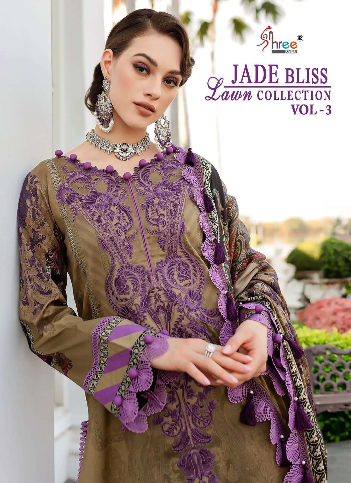 JADE BLISS LAWN COLLECTION VOL-3 BY SHREE FABS 2583 TO 2589 SERIES COTTON DRESSES