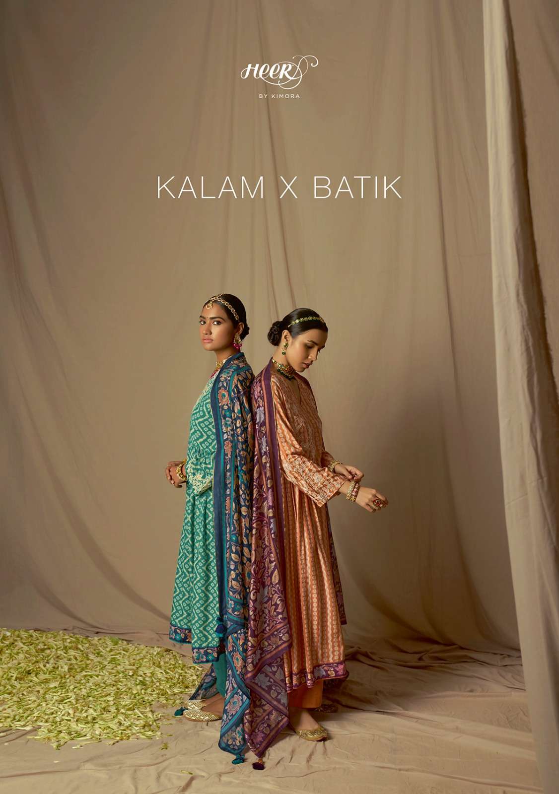 KALAM X BATIK BY HEER 8961 TO 8968 SERIES DESIGNER MUSLIN SILK DRESSES
