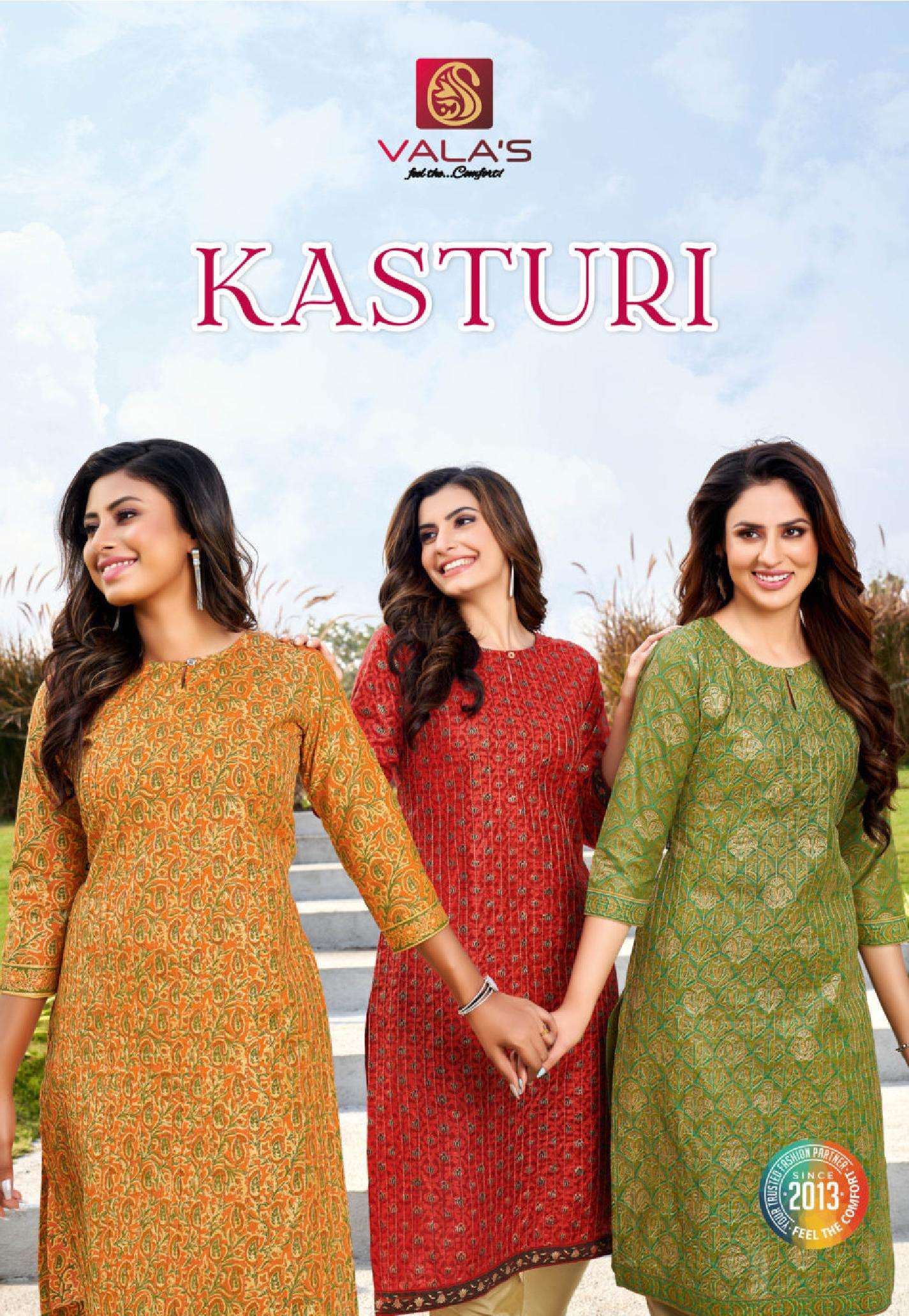 KASTURI BY VALAs 0531 TO 0538 SERIES COTTON SILK KALAMKARI PRINT KURTIS