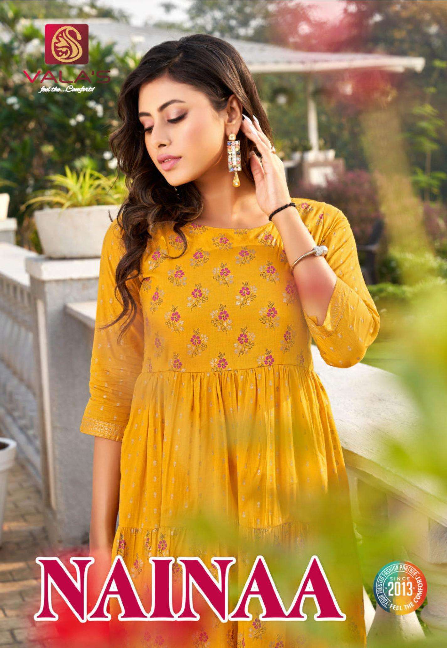 NAINAA BY VALAs 0503 TO 0510 SERIES STYLISH COTTON LAWN PRINTED KURTIS