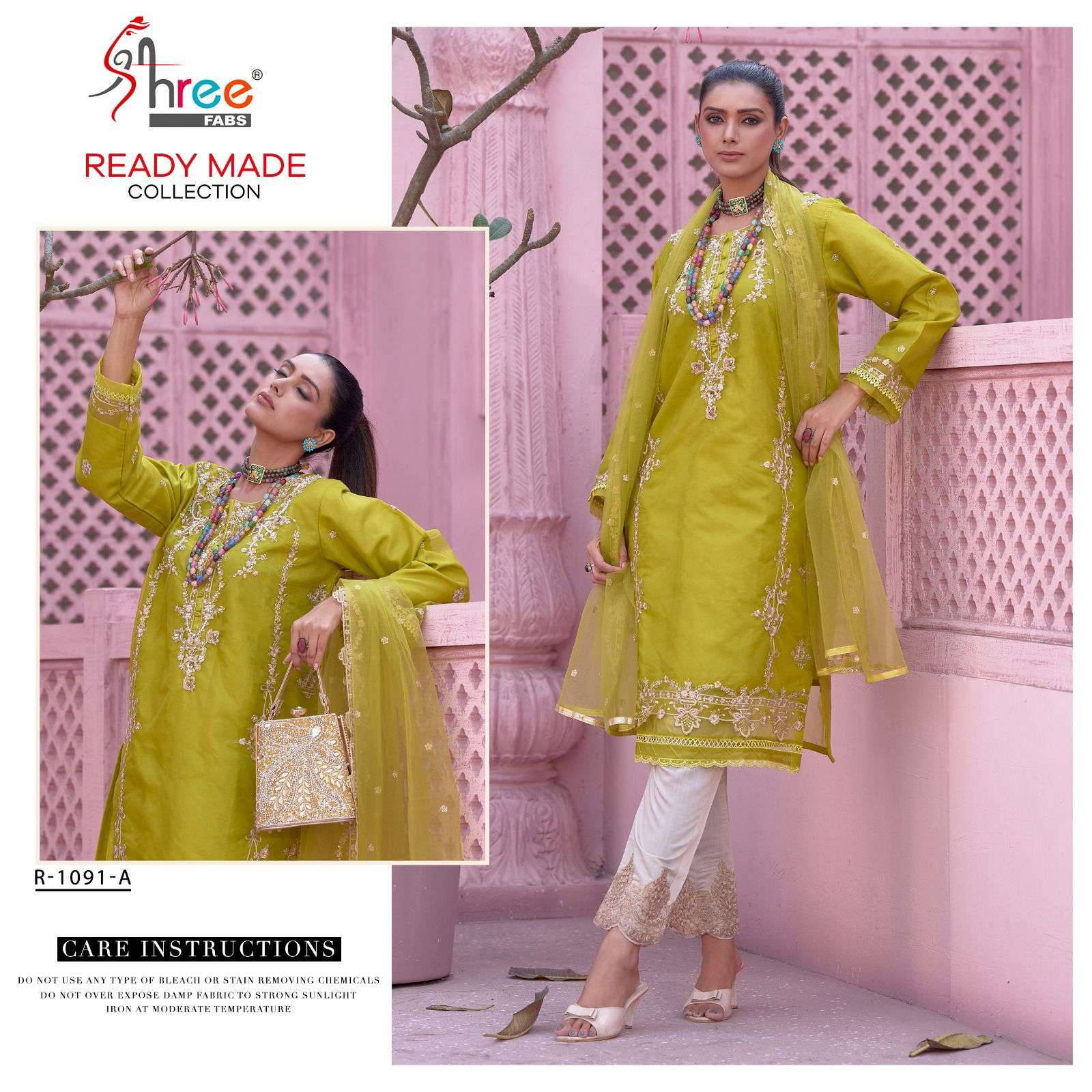 R-1091 COLOURS BY SHREE FABS ORGANZA EMBROIDERY STITCHED PAKISTANI DRESSES