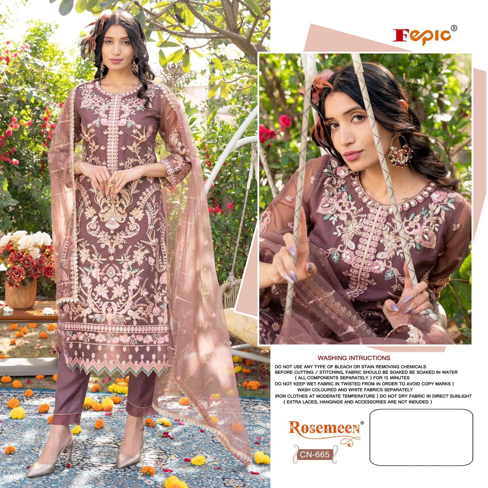 ROSEMEEN CN-665 HIT DESIGN BY FEPIC ORGANZA STICHED PAKISTANI DRESSES
