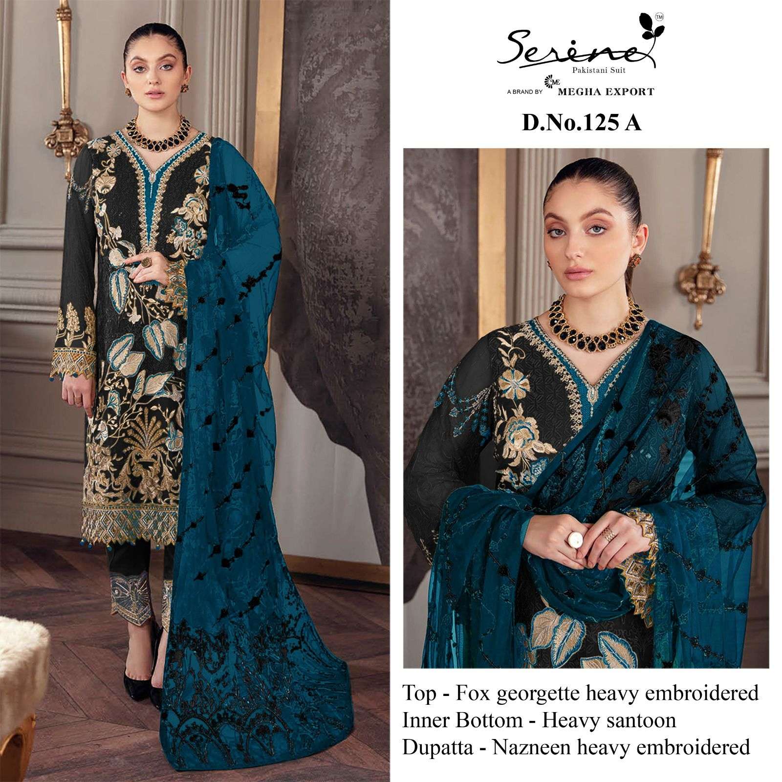 S-125 COLOURS BY SERENE S-125-A TO S-125-D FAUX GEORGETTE EMBRODERY PAKISTANI DRESS